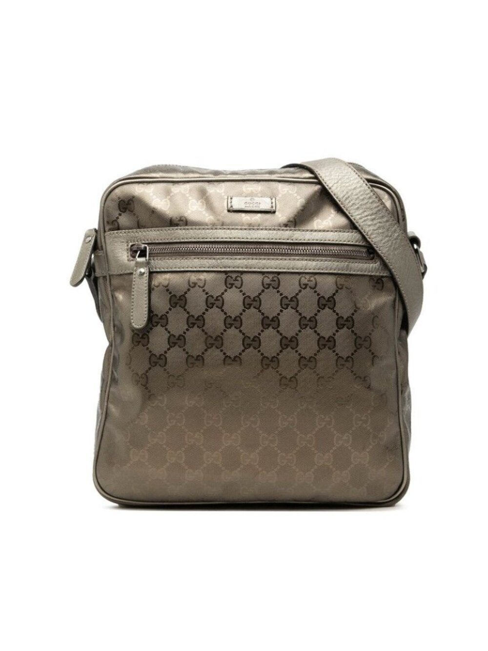 Gucci GG Supreme Crossbody Shoulder Bag Gold Brown Leather